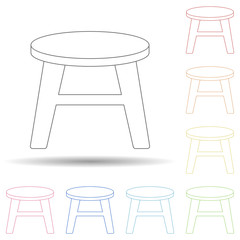 Aufkleber - Stool flat in multi color style icon. Simple thin line, outline vector of furniture icons for ui and ux, website or mobile application