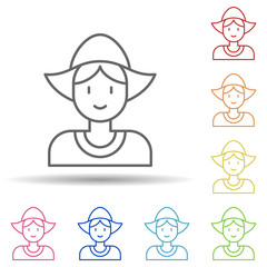 Aufkleber - Dutch woman in multi color style icon. Simple thin line, outline vector of halloween icons for ui and ux, website or mobile application