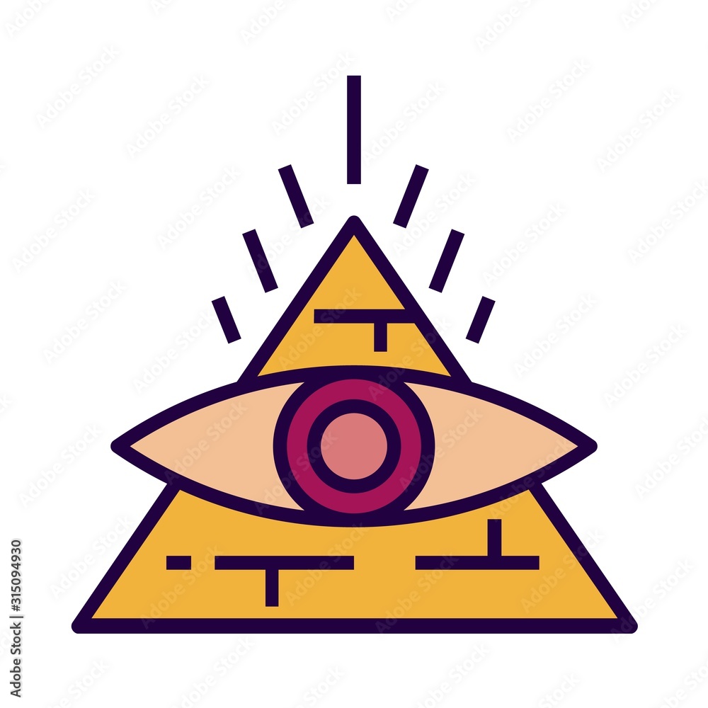 Pyramid Visual Sign Pyramid icon in flat and pixel perfect style. Mystical symbol with eye ...