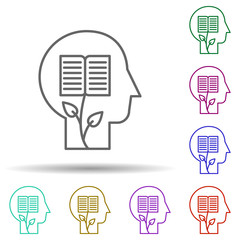 Aufkleber - Human, plant, book in mind in multi color style icon. Simple thin line, outline vector of human mind icons for ui and ux, website or mobile application