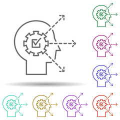Aufkleber - Human, gear, check mark in mind in multi color style icon. Simple thin line, outline vector of human mind icons for ui and ux, website or mobile application