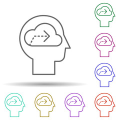 Aufkleber - human, cloud, arrow in mind in multi color style icon. simple thin line, outline vector of human min