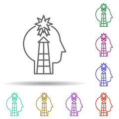 Poster - Human, house, reward in mind in multi color style icon. Simple thin line, outline vector of human mind icons for ui and ux, website or mobile application