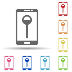 Aufkleber - Mobile key, mobile password, smartphone passcode in multi color style icon. Simple glyph, flat vector of internet security icons for ui and ux, website or mobile application