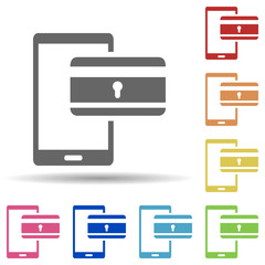 Aufkleber - Mobile banking safety concept, secure mobile banking in multi color style icon. Simple glyph, flat vector of internet security icons for ui and ux, website or mobile application