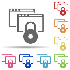 Aufkleber - Data encryption, locked website in multi color style icon. Simple glyph, flat vector of internet security icons for ui and ux, website or mobile application