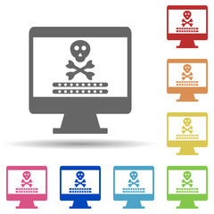 Aufkleber - Cyber attack screen,virus encryption in multi color style icon. Simple glyph, flat vector of internet security icons for ui and ux, website or mobile application