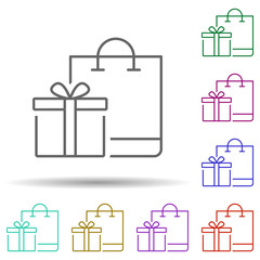 Poster - Gift, shopping in multi color style icon. Simple thin line, outline vector of marketing and advertising icons for ui and ux, website or mobile application