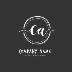 Handwritten initial letter C A for identity and logo. Vector logo template with handwriting and signature style.