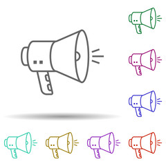 Aufkleber - Advertising, bullhorn in multi color style icon. Simple thin line, outline vector of marketing and advertising icons for ui and ux, website or mobile application