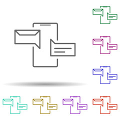Aufkleber - Communication, email, phone in multi color style icon. Simple thin line, outline vector of marketing and advertising icons for ui and ux, website or mobile application