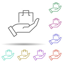 Poster - Bag, gift, holiday in multi color style icon. Simple thin line, outline vector of marketing and advertising icons for ui and ux, website or mobile application