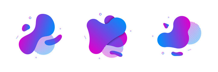 Vector fluid isolated abstract geometric blue and purple gradient shapes for modern website and graphic design on the white background. Concept of dynamic composition and liquid color element.