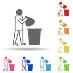 Aufkleber - Man trash in multi color style icon. Simple thin line, outline vector of miscellaneous icons for ui and ux, website or mobile application