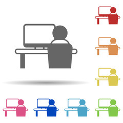 Aufkleber - Man computer in multi color style icon. Simple thin line, outline vector of miscellaneous icons for ui and ux, website or mobile application