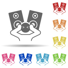 Aufkleber - Music man in multi color style icon. Simple thin line, outline vector of miscellaneous icons for ui and ux, website or mobile application