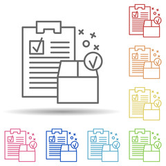 Aufkleber - Checklist order product box in multi color style icon. Simple thin line, outline vector of online shopping icons for ui and ux, website or mobile application