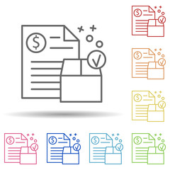 Poster - Invoice shipping and delivery dollar in multi color style icon. Simple thin line, outline vector of online shopping icons for ui and ux, website or mobile application