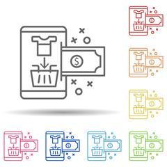 Poster - Dollar basket phone in multi color style icon. Simple thin line, outline vector of online shopping icons for ui and ux, website or mobile application