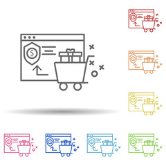 Aufkleber - online web dollar security gift in multi color style icon. simple thin line, outline vector of onlin