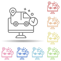 Aufkleber - Location bus in multi color style icon. Simple thin line, outline vector of online shopping icons for ui and ux, website or mobile application