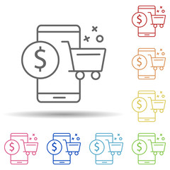 Aufkleber - Telephone dollar commerce in multi color style icon. Simple thin line, outline vector of online shopping icons for ui and ux, website or mobile application