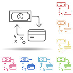 Poster - Card shop dollar in multi color style icon. Simple thin line, outline vector of online shopping icons for ui and ux, website or mobile application