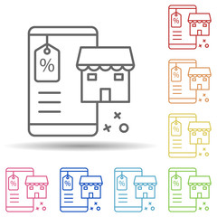 Aufkleber - Shopping percent commerce sale in multi color style icon. Simple thin line, outline vector of online shopping icons for ui and ux, website or mobile application