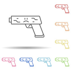 Aufkleber - Gun in multi color style icon. Simple thin line, outline vector of Peace day icons for ui and ux, website or mobile application