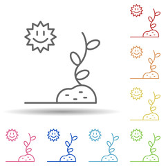 Poster - Sun smile olive in multi color style icon. Simple thin line, outline vector of Peace day icons for ui and ux, website or mobile application