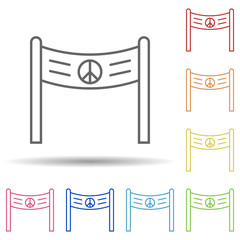 Poster - Poster banner peace symbol in multi color style icon. Simple thin line, outline vector of Peace day icons for ui and ux, website or mobile application