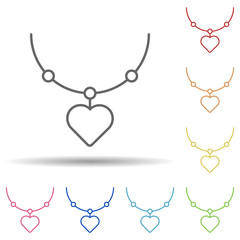 Aufkleber - Chain love heart in multi color style icon. Simple thin line, outline vector of Peace day icons for ui and ux, website or mobile application