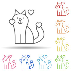 Aufkleber - Love cat in multi color style icon. Simple thin line, outline vector of Peace day icons for ui and ux, website or mobile application