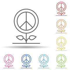 Aufkleber - Plant peace symbol in multi color style icon. Simple thin line, outline vector of Peace day icons for ui and ux, website or mobile application