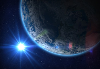 Wall Mural - planet earth and sun.