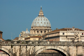 Wall Mural - Rome view from the bridge over the Tiber river - Rome - Italy