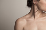 Fototapeta  - close up of woman neck face and shoulder natural beauty skin concept