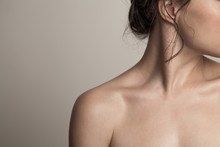 Close Up Of Woman Neck Face And Shoulder Natural Beauty Skin Concept