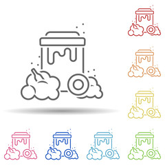 Aufkleber - Bin, waste, garbage in multi color style icon. Simple thin line, outline vector of pollution icons for ui and ux, website or mobile application