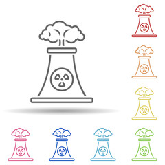 Aufkleber - Chimney, nuclear, industry in multi color style icon. Simple thin line, outline vector of pollution icons for ui and ux, website or mobile application