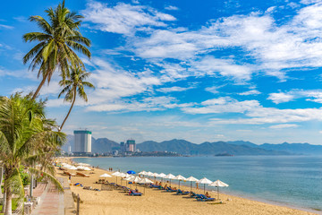 Wall Mural - Beautiful Scenery of Nha Trang, a Tropical Coastal Vacation Paradise in Vietnam, Southeast Asia. 