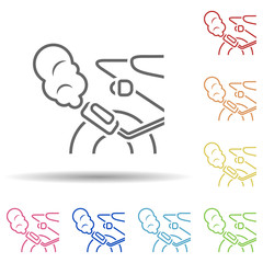 Aufkleber - Smoke, motor, repair in multi color style icon. Simple thin line, outline vector of pollution icons for ui and ux, website or mobile application
