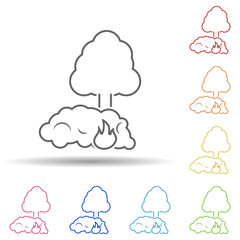 Aufkleber - Tree, nature, smoke, fire in multi color style icon. Simple thin line, outline vector of pollution icons for ui and ux, website or mobile application