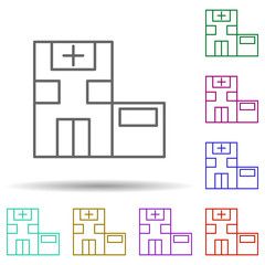Poster - Building, clinic, hospital in multi color style icon. Simple thin line, outline vector of hospital building icons for ui and ux, website or mobile application
