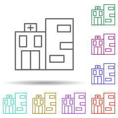 Poster - Building, clinic, hospital in multi color style icon. Simple thin line, outline vector of hospital building icons for ui and ux, website or mobile application