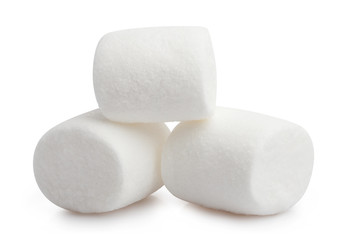 Wall Mural - Heap of delicious marshmallows, isolated on white background