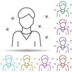 Poster - Man young avatar multi color style icon. Simple thin line, outline vector of avatar icons for ui and ux, website or mobile application