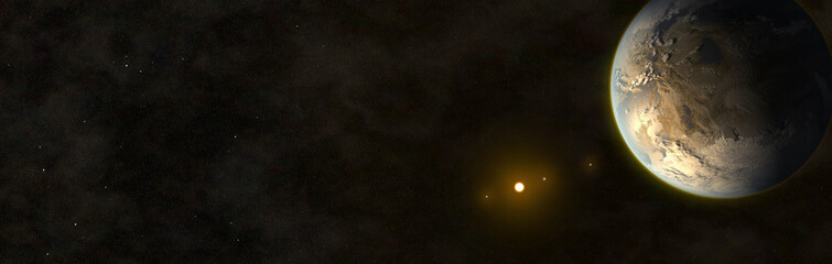 Wall Mural - rocky exoplanet in the deep space, elements of this image furnished by nasa