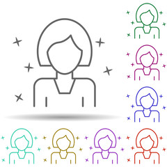 Poster - Woman avatar young multi color style icon. Simple thin line, outline vector of avatar icons for ui and ux, website or mobile application