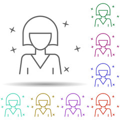 Poster - Woman avatar young multi color style icon. Simple thin line, outline vector of avatar icons for ui and ux, website or mobile application